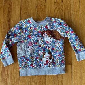 Mini Boden Floral Sweatshirt with Appliqué